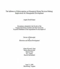 دانلود کتاب The Influence of Metacognition on Managerial Hiring Decision Making: Implications for Management Development